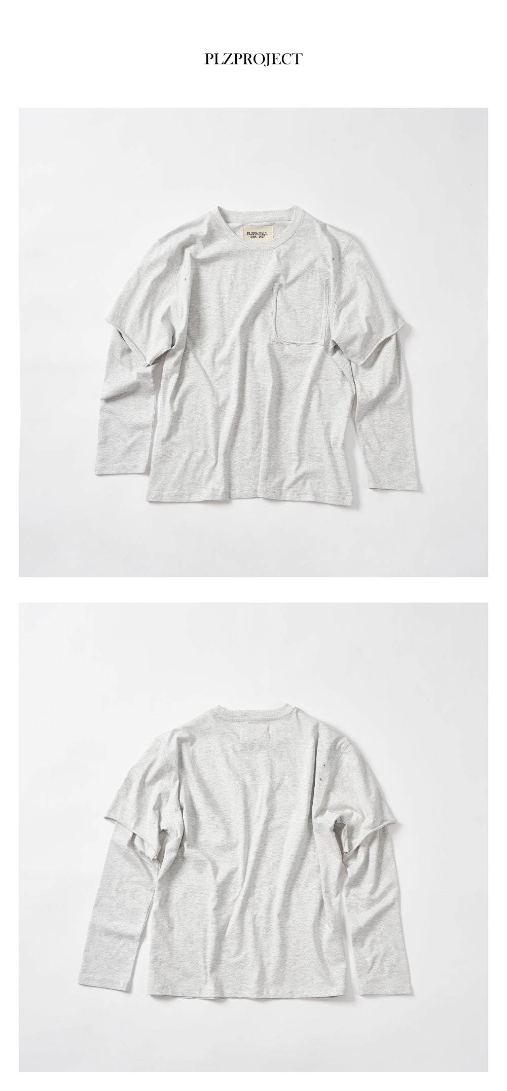 PLZPROJECT LAYERED LONG SLEEVE, WHITE MELANGE