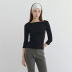 DERS [6th 7/24 pre-order delivery] Cecil Boat Neck T-Shirt - Black