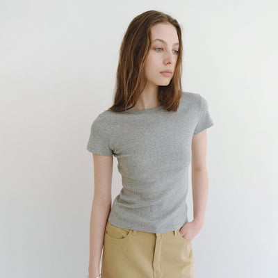 [1st] Tess 90s basic t-shirt - gray
