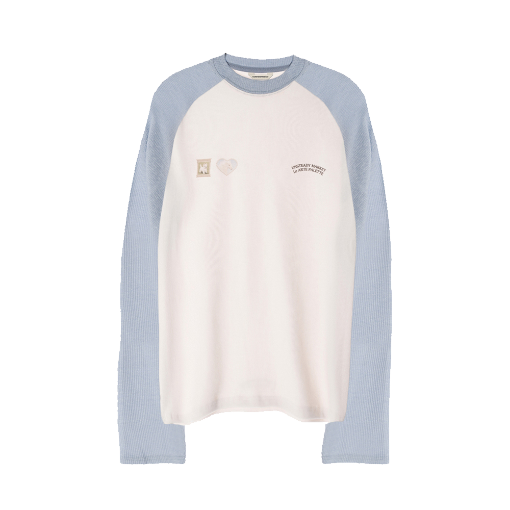 UNSTEADYMARKET Raglan Waffle LS Tee_Sky Blue