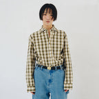 PLZPROJECT SIDE-OPEN CHECK SHIRT, YELLOW