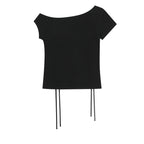 AS YOU ARE Punching unbalanced off-shoulder tee black