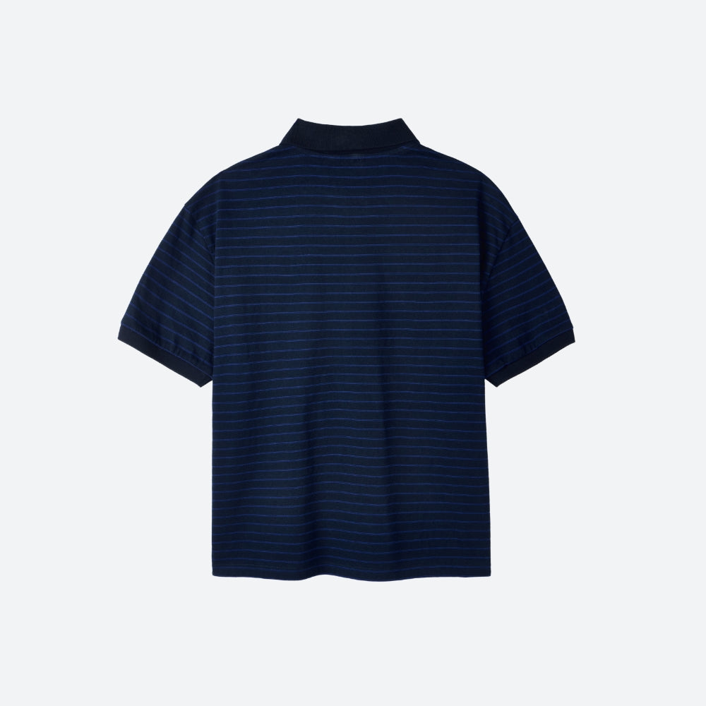 MOONSUN M.C UNISEX, Classic Stripe PK Tee / NAVY