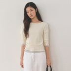 MANGOMANYPLEASE CROFFLE SLIM TEE_CREAMY LEMON