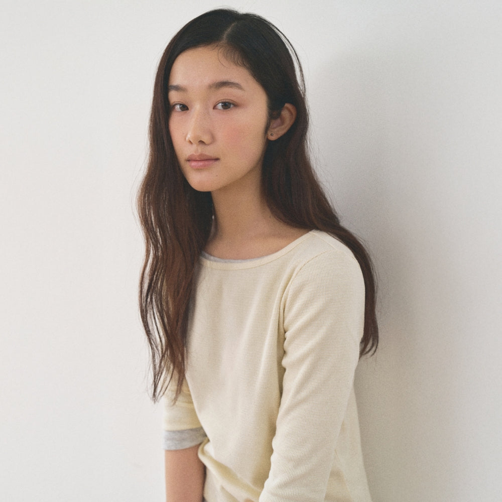 MANGOMANYPLEASE CROFFLE SLIM TEE_CREAMY LEMON