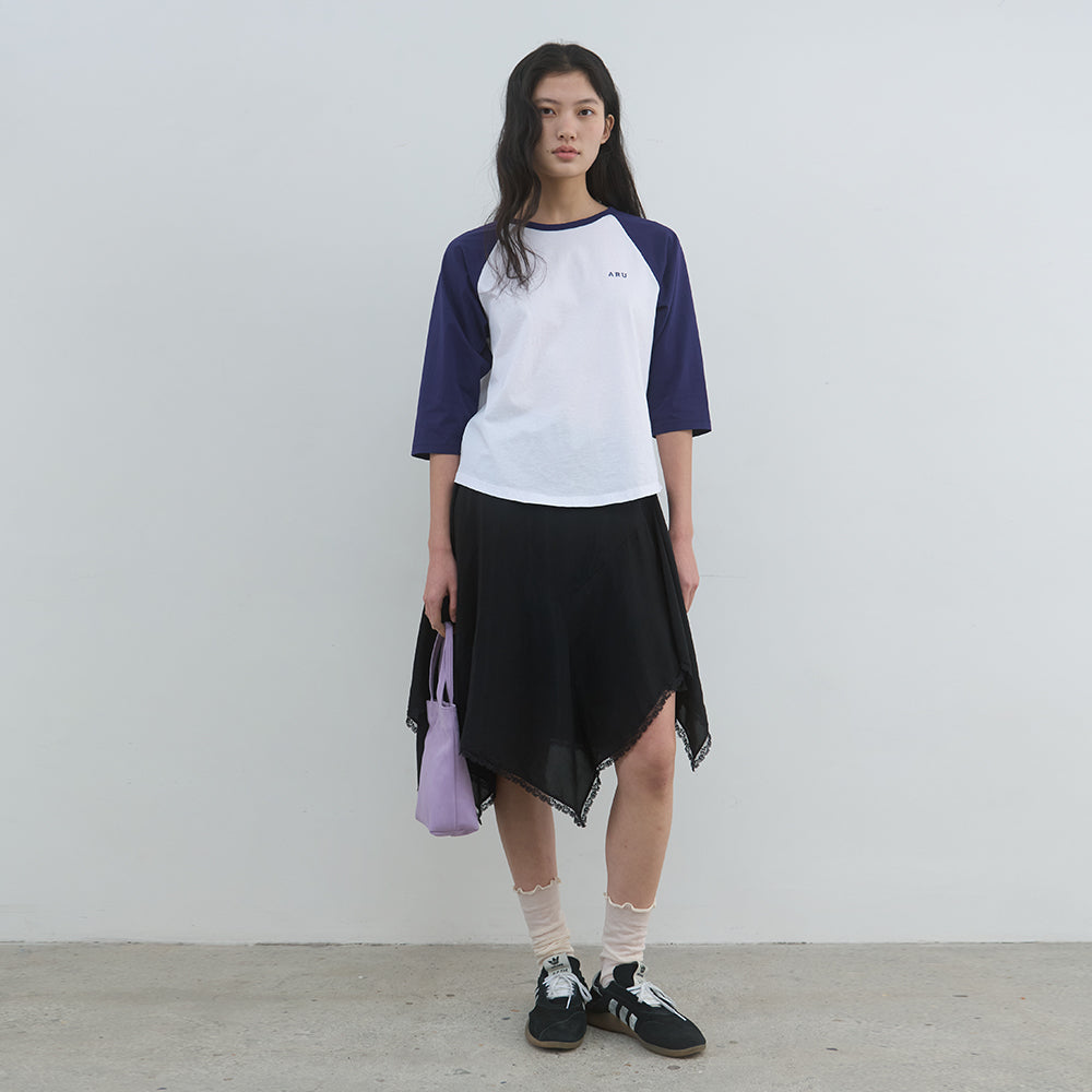 AREYOU SEOUL ROUND HEM RAGLAN T-SHIRT, WHITE