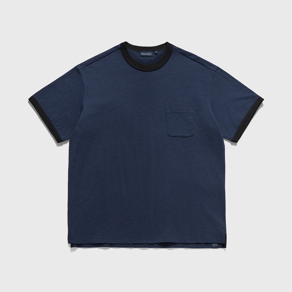 EASTLOGUE PERMANENT BASIC RINGER POCKET T-SHIRTS / NAVY & BLACK