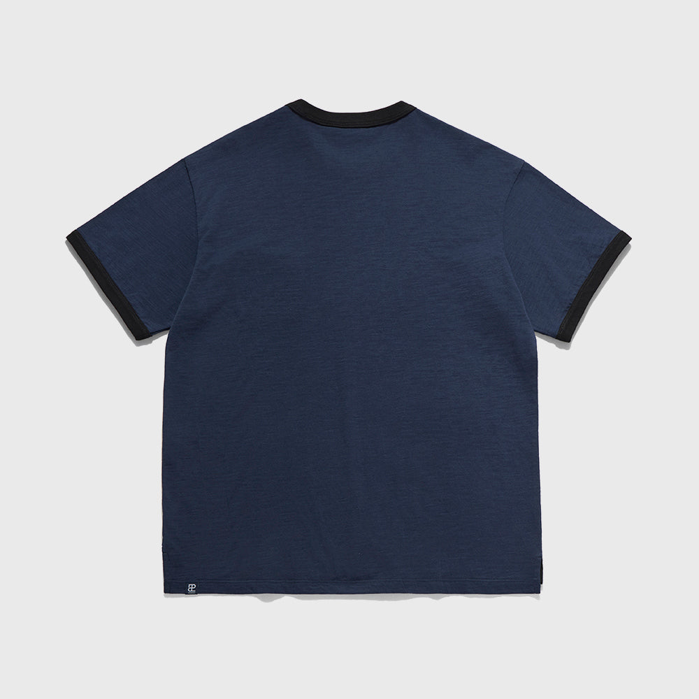 EASTLOGUE PERMANENT BASIC RINGER POCKET T-SHIRTS / NAVY & BLACK