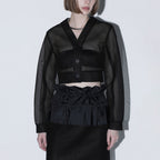TOGA (concierge) (W) SHEER MESH CARDIGAN (BLACK)