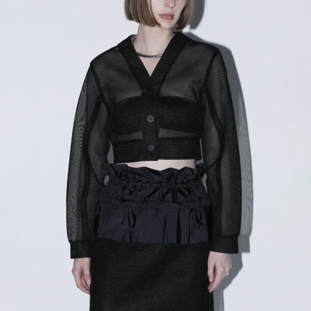TOGA (concierge) (W) SHEER MESH CARDIGAN (BLACK)