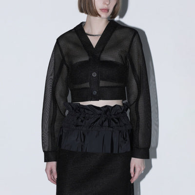 (W) SHEER MESH CARDIGAN (BLACK)