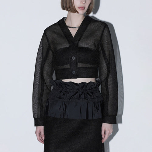 TOGA (concierge) (W) SHEER MESH CARDIGAN (BLACK)