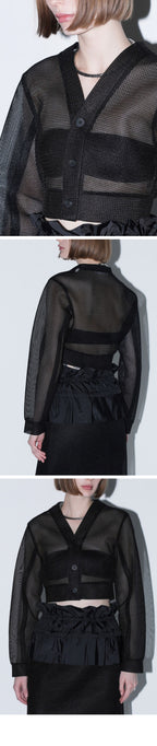 TOGA (concierge) (W) SHEER MESH CARDIGAN (BLACK)
