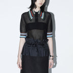 TOGA (concierge) (W) LACE KNIT POLO SHIRT (BLACK)