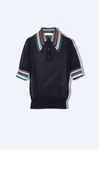 TOGA (concierge) (W) LACE KNIT POLO SHIRT (BLACK)