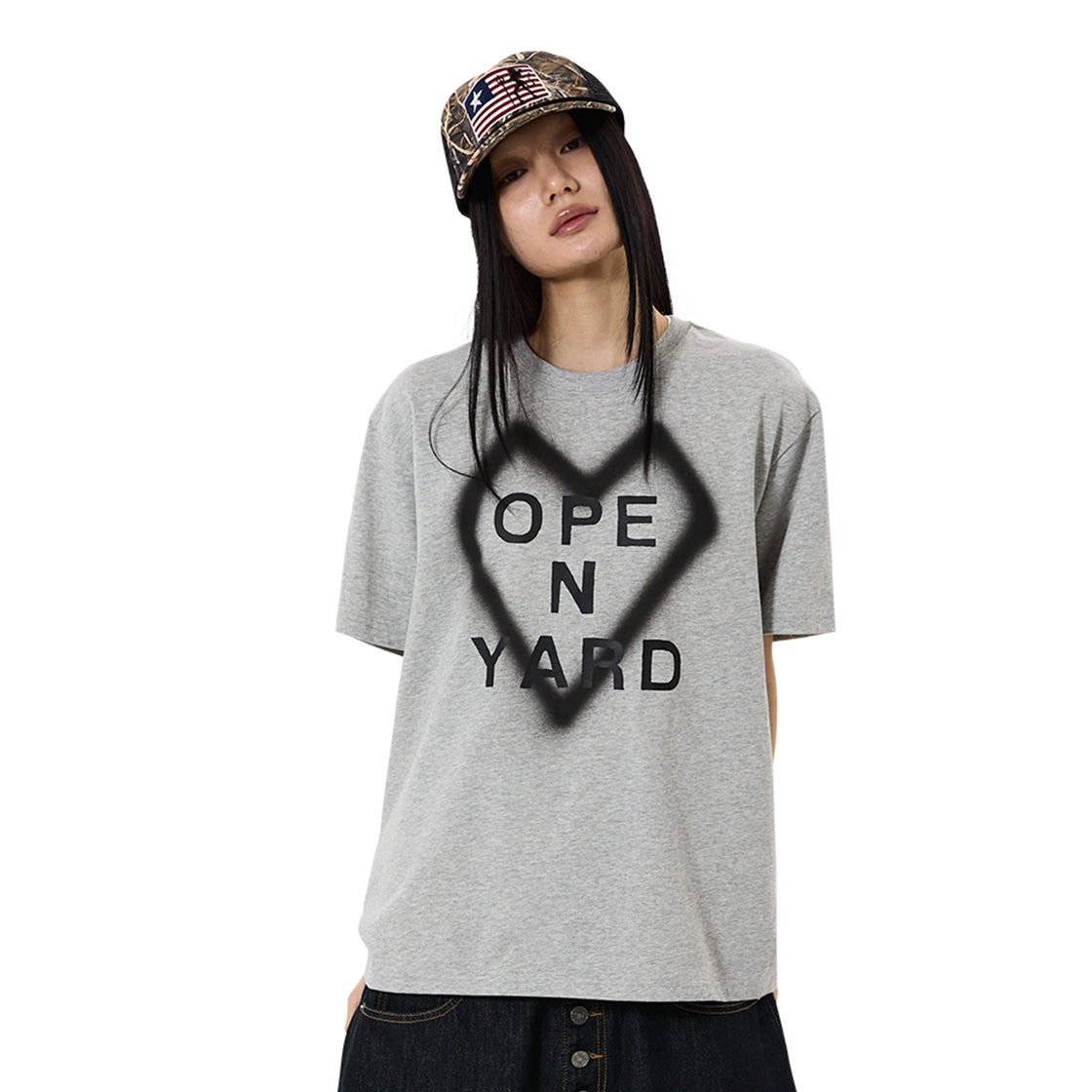 OY SPRAY HEART TEE - MELANGE