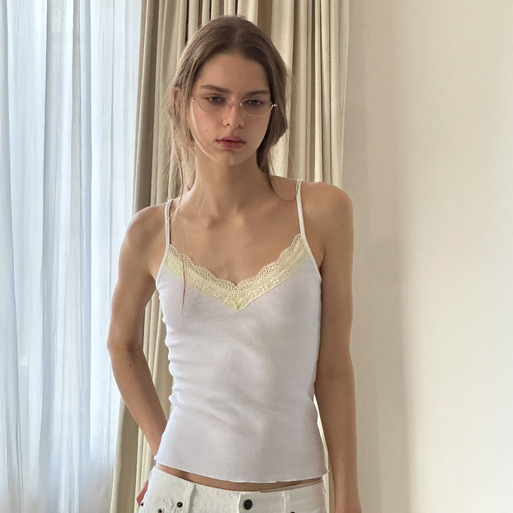 hetherment lace point cami (ivory)
