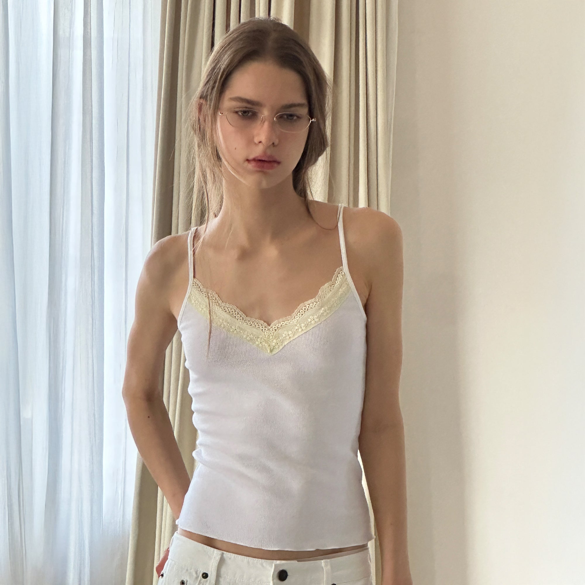 hetherment lace point cami (ivory)