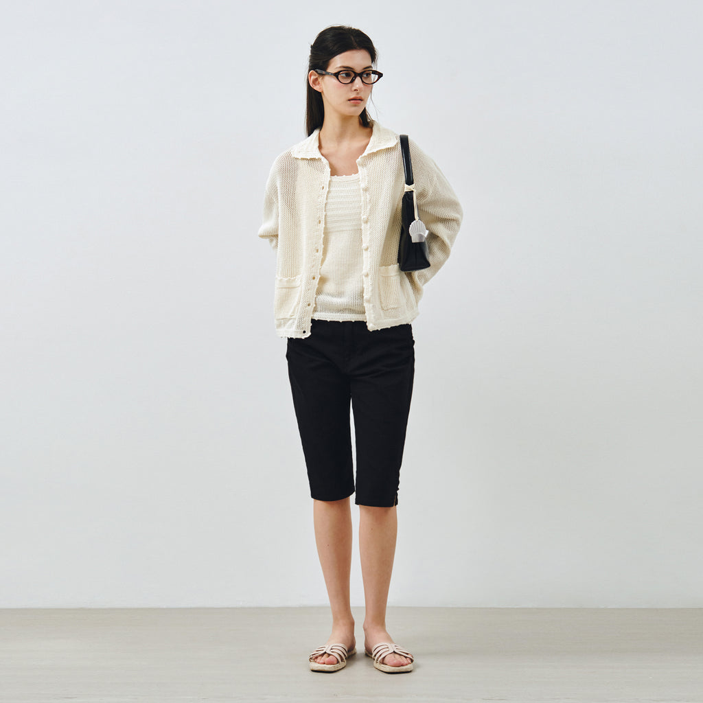 MONGDOL [SET] Summer Crochet Collar Cardigan & Sleeveless Cream MDCD057CREAM