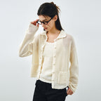MONGDOL [SET] Summer Crochet Collar Cardigan & Sleeveless Cream MDCD057CREAM
