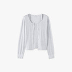 MONGDOL [SET] Cotton eyelet knit cardigan & sleeveless gray MDCD061GRAY