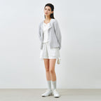 MONGDOL [SET] Cotton eyelet knit cardigan & sleeveless gray MDCD061GRAY