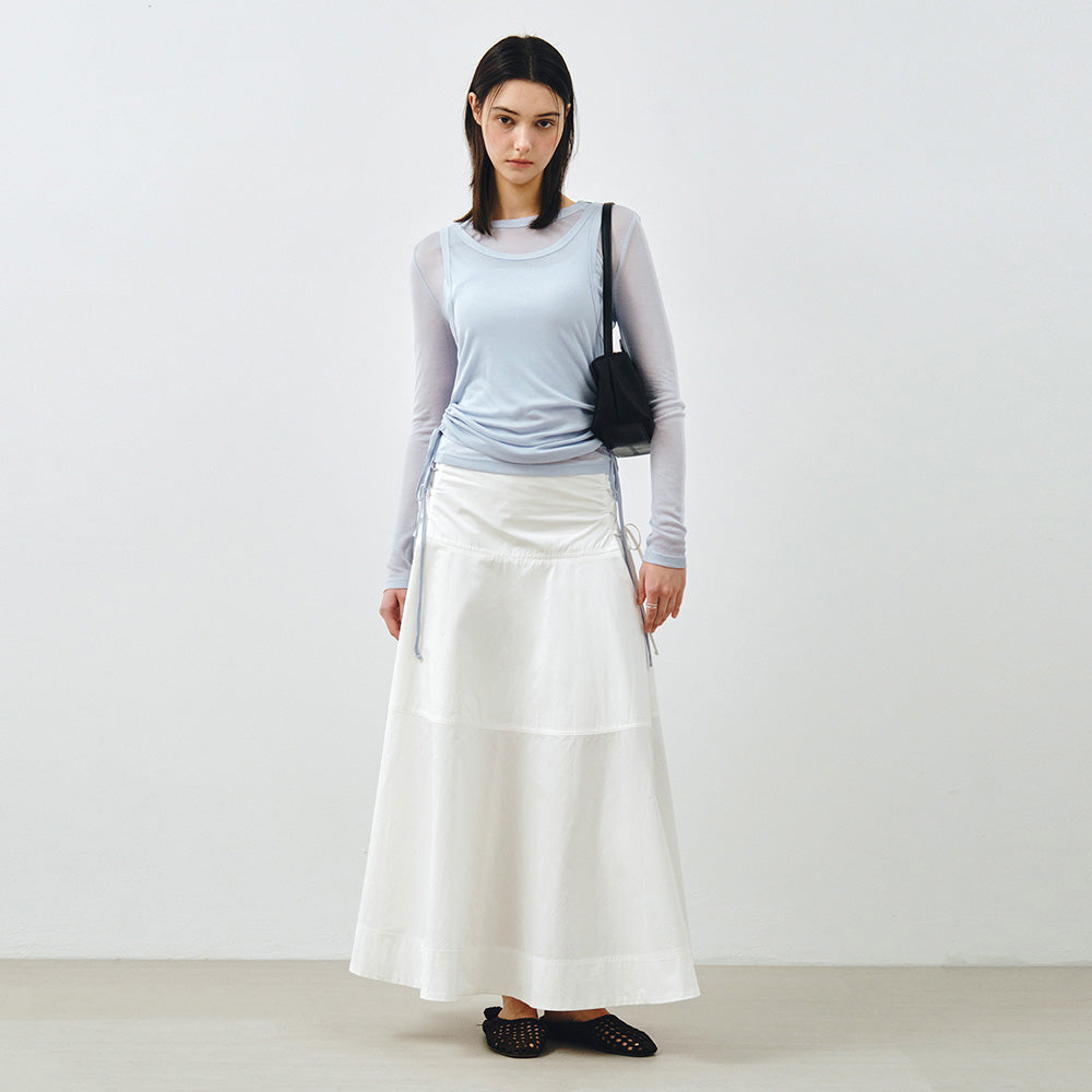MONGDOL [SET] Side shirring layered t-shirt sky blue MDTS067SKYBLUE