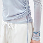 MONGDOL [SET] Side shirring layered t-shirt sky blue MDTS067SKYBLUE