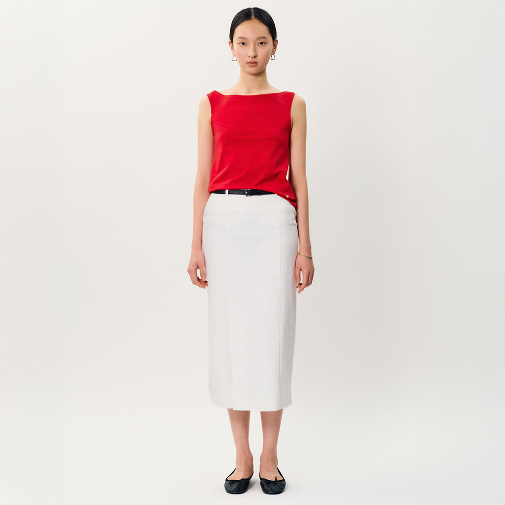 MAYVER U Balm Off-shoulder sleeveless t-shirt _ Red