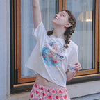JUDYN Surfbear Women's Semi-Cropped Short Sleeve T-Shirt