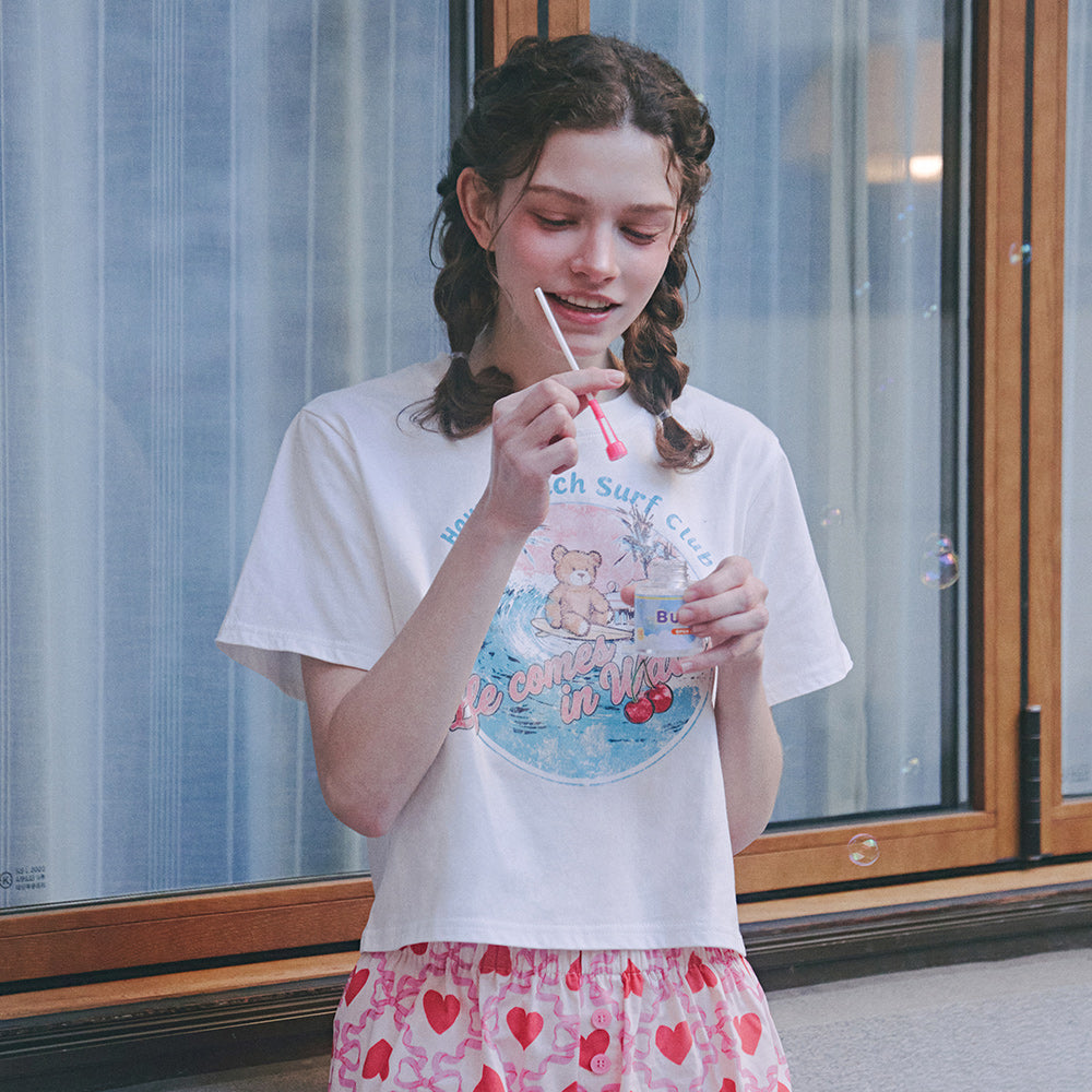 JUDYN Surfbear Women's Semi-Cropped Short Sleeve T-Shirt