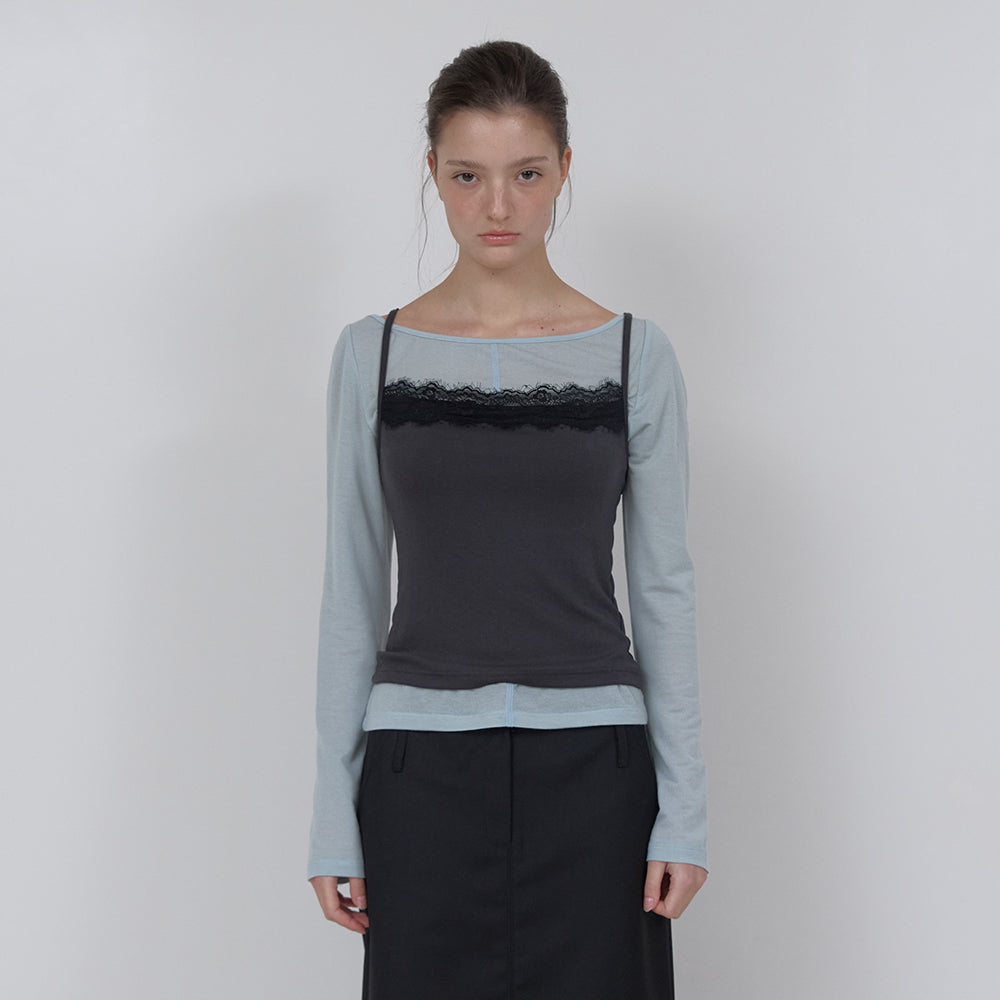 ASURA PALE LACE SLEEVELESS (CHARCOAL)