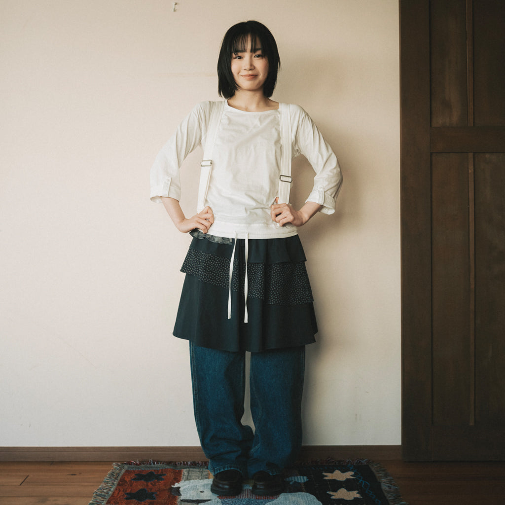 OHESHIO ROLL-UP DOT LABEL TEE, IVORY