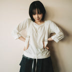 OHESHIO ROLL-UP DOT LABEL TEE, IVORY