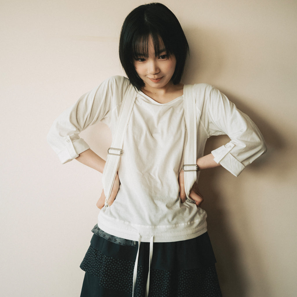 OHESHIO ROLL-UP DOT LABEL TEE, IVORY