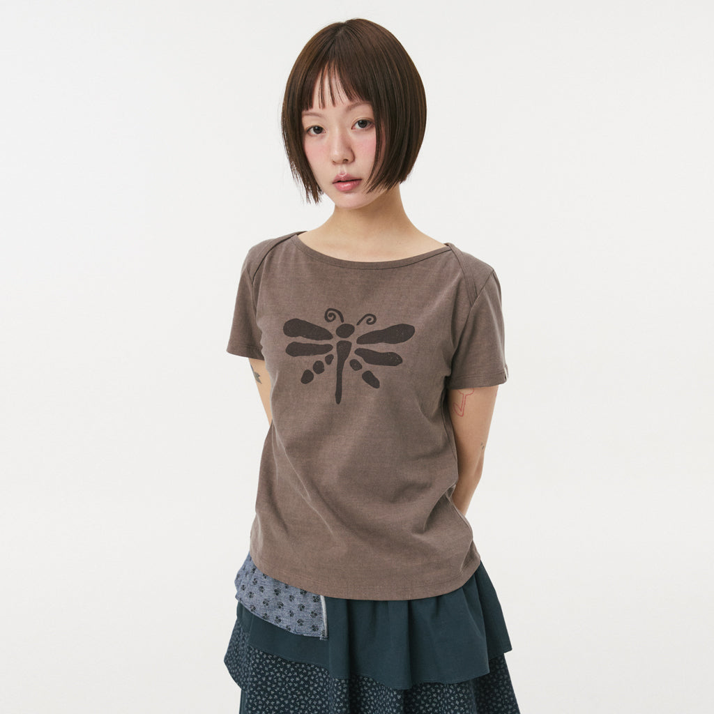 OHESHIO VINTAGE DRAGONFLY SLIM T-SHIRT, BROWN