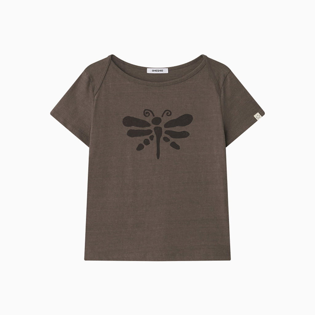 OHESHIO VINTAGE DRAGONFLY SLIM T-SHIRT, BROWN