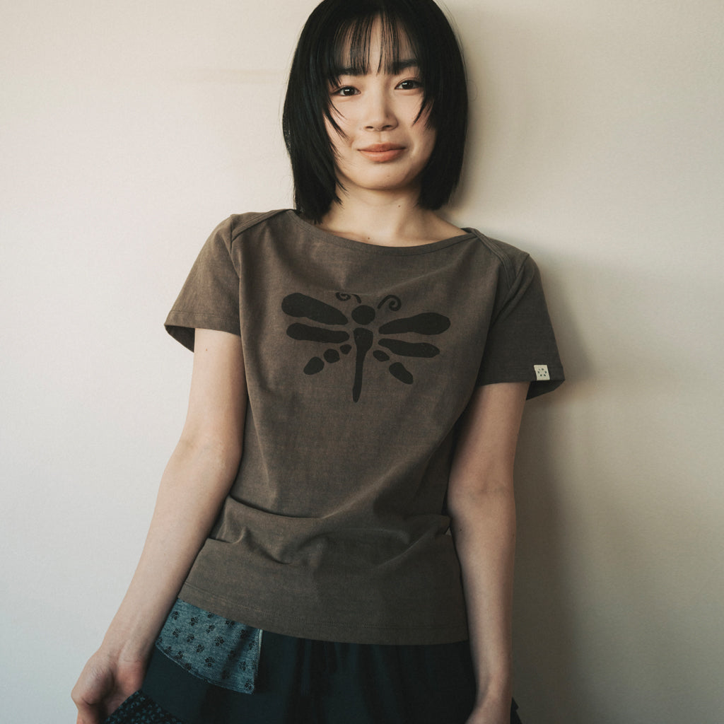 OHESHIO VINTAGE DRAGONFLY SLIM T-SHIRT, BROWN