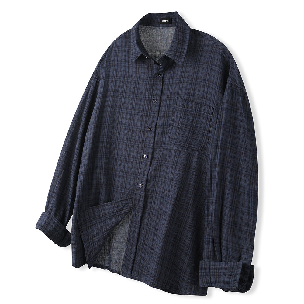 MOOVN Vintage grunge check shirt navy