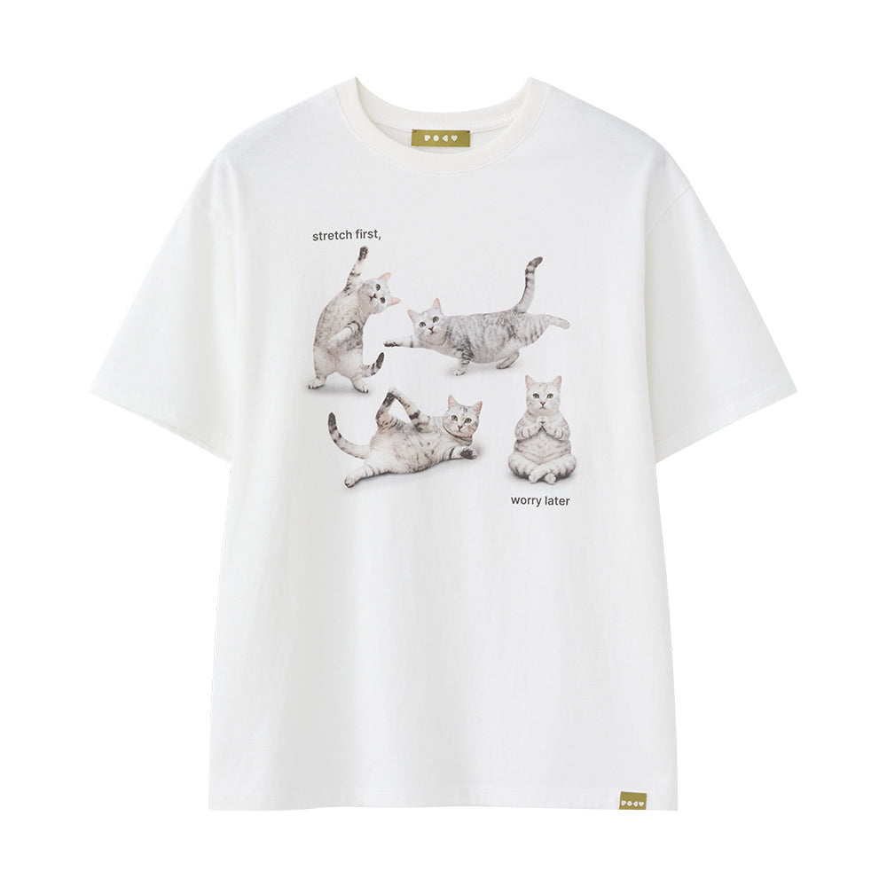 POEV Stretching Cat T-Shirt - Off White