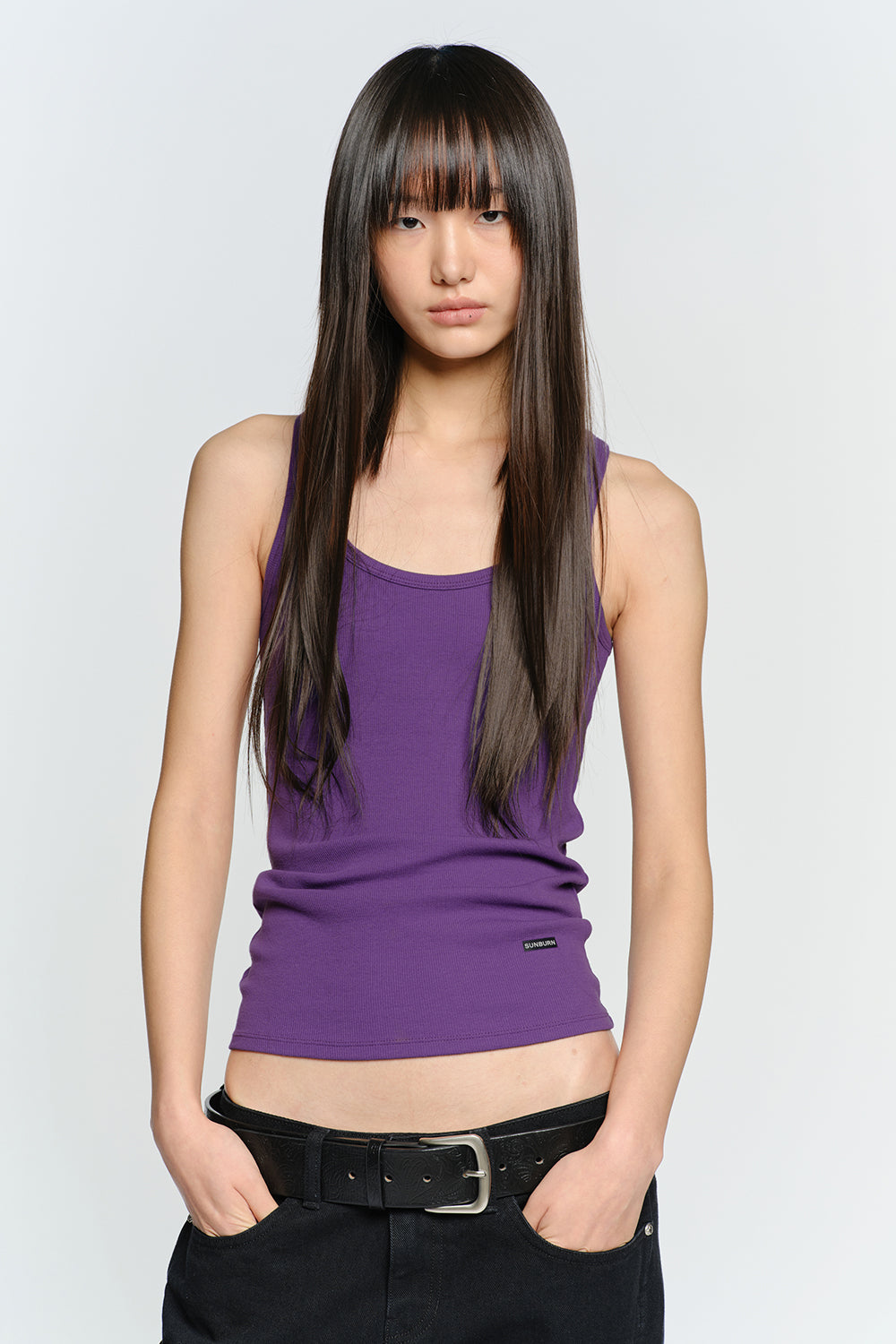 SUNBURNPROJECT EASY ROUND NECK SLEEVELESS TOP, PURPLE