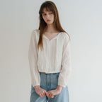 CHATDELAMA [Wearing Apink Chorong / 3rd] COTTON MIST BLOUSE [IVORY]