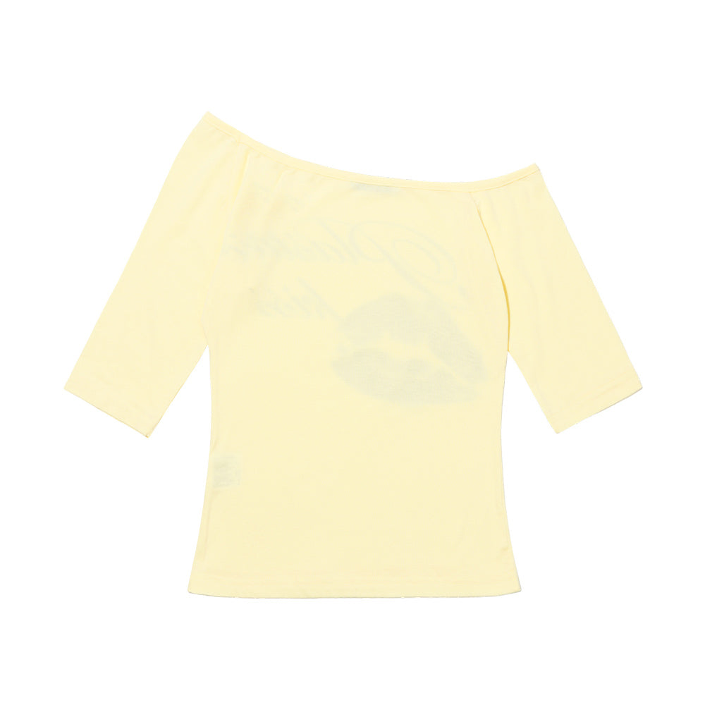 FANCY CLUB PLASTIC KISS ONE-SHOULDER TOP (YELLOW) F26QB051
