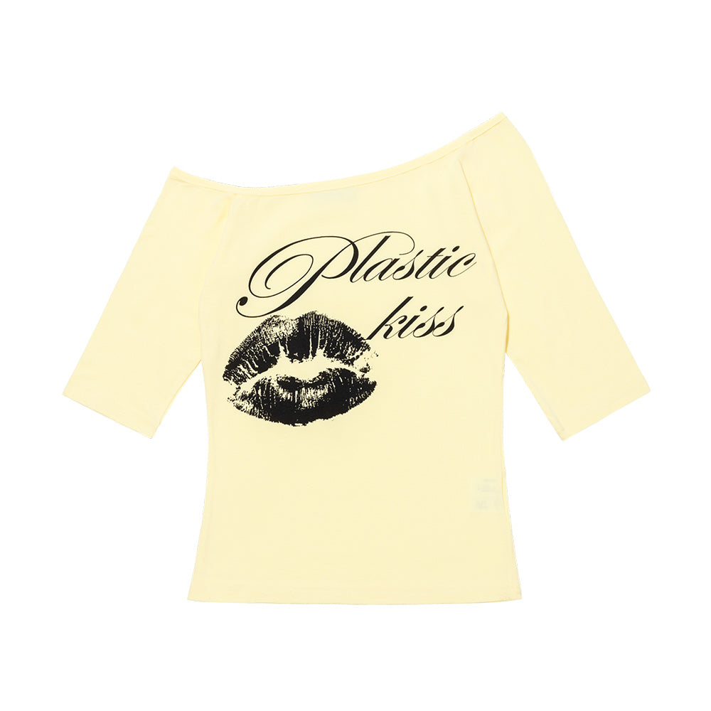 FANCY CLUB PLASTIC KISS ONE-SHOULDER TOP (YELLOW) F26QB051