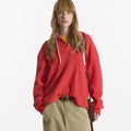 NOHANT UTILITY PREPPY WAFFLE HOODIE RED