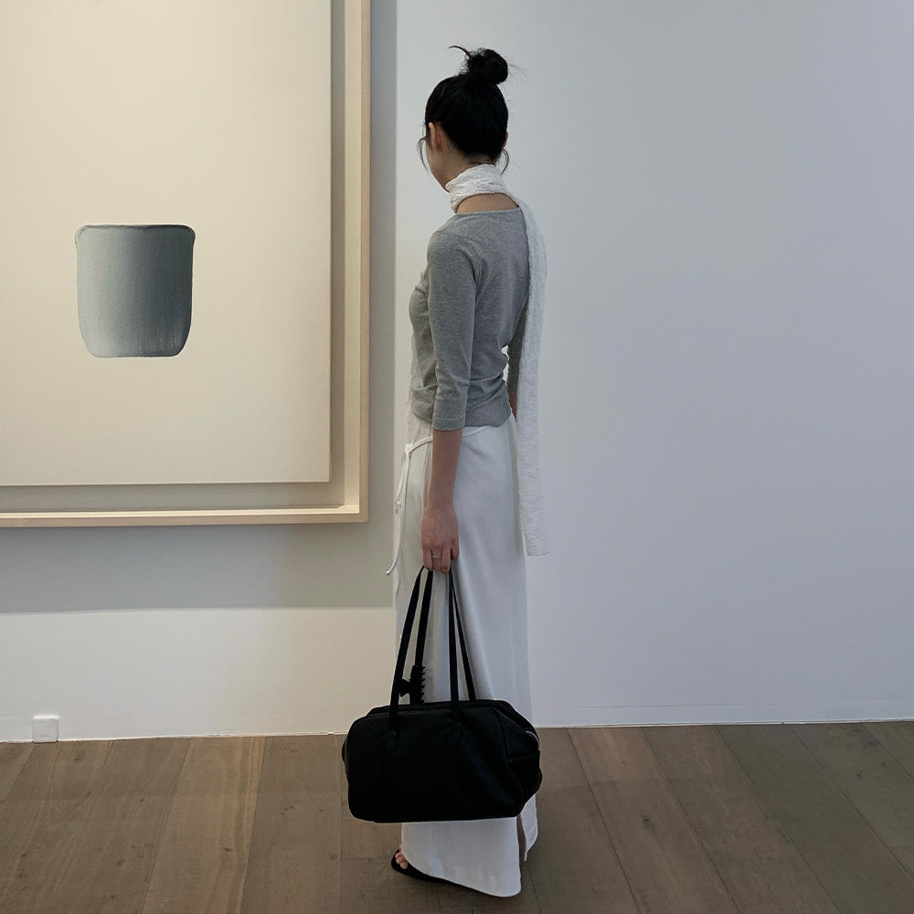 TEXT ROOM Minimal Boat Neck T-shirts_Grey