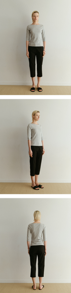 TEXT ROOM Minimal Boat Neck T-shirts_Grey