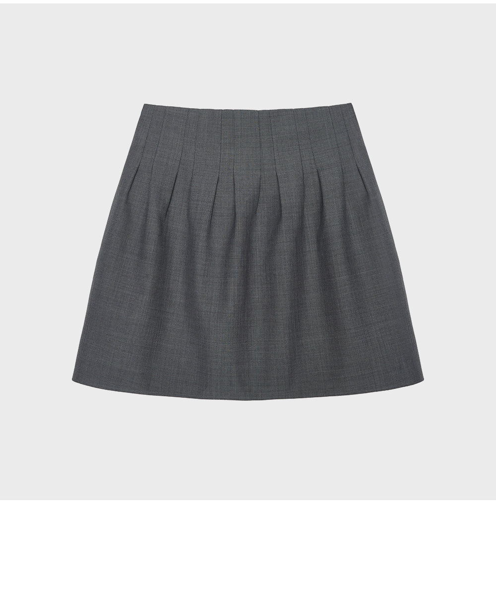 SHUSHUTONG (W) LOW-WAIST PLEATED SKIRT (GREY)