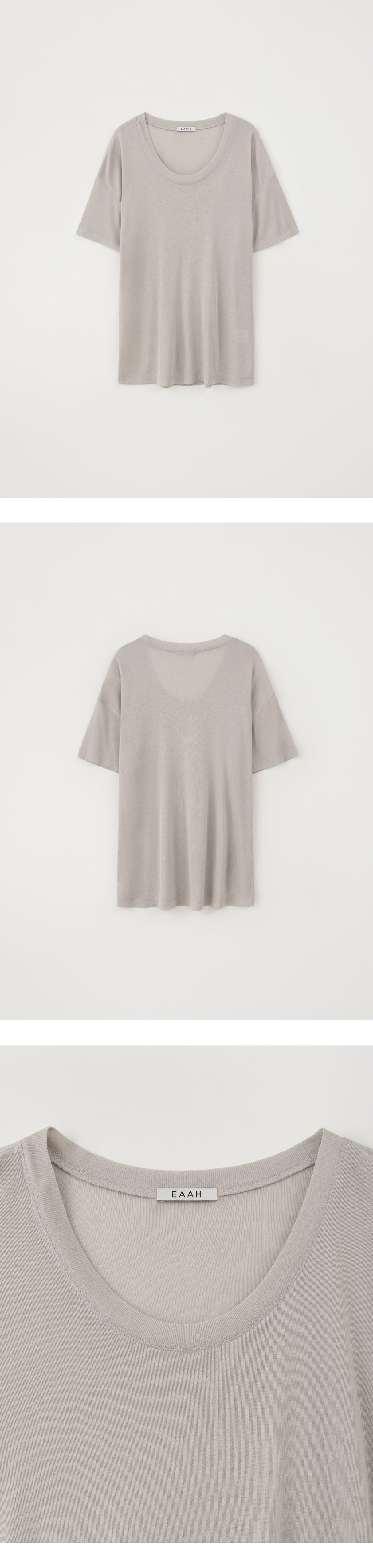 EAAH SILK RIB U NECK T-SHIRT (BEIGE)