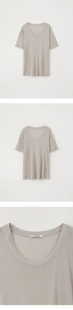 EAAH SILK RIB U NECK T-SHIRT (BEIGE)